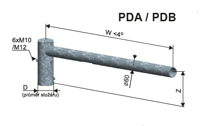 PDA PDB výložník